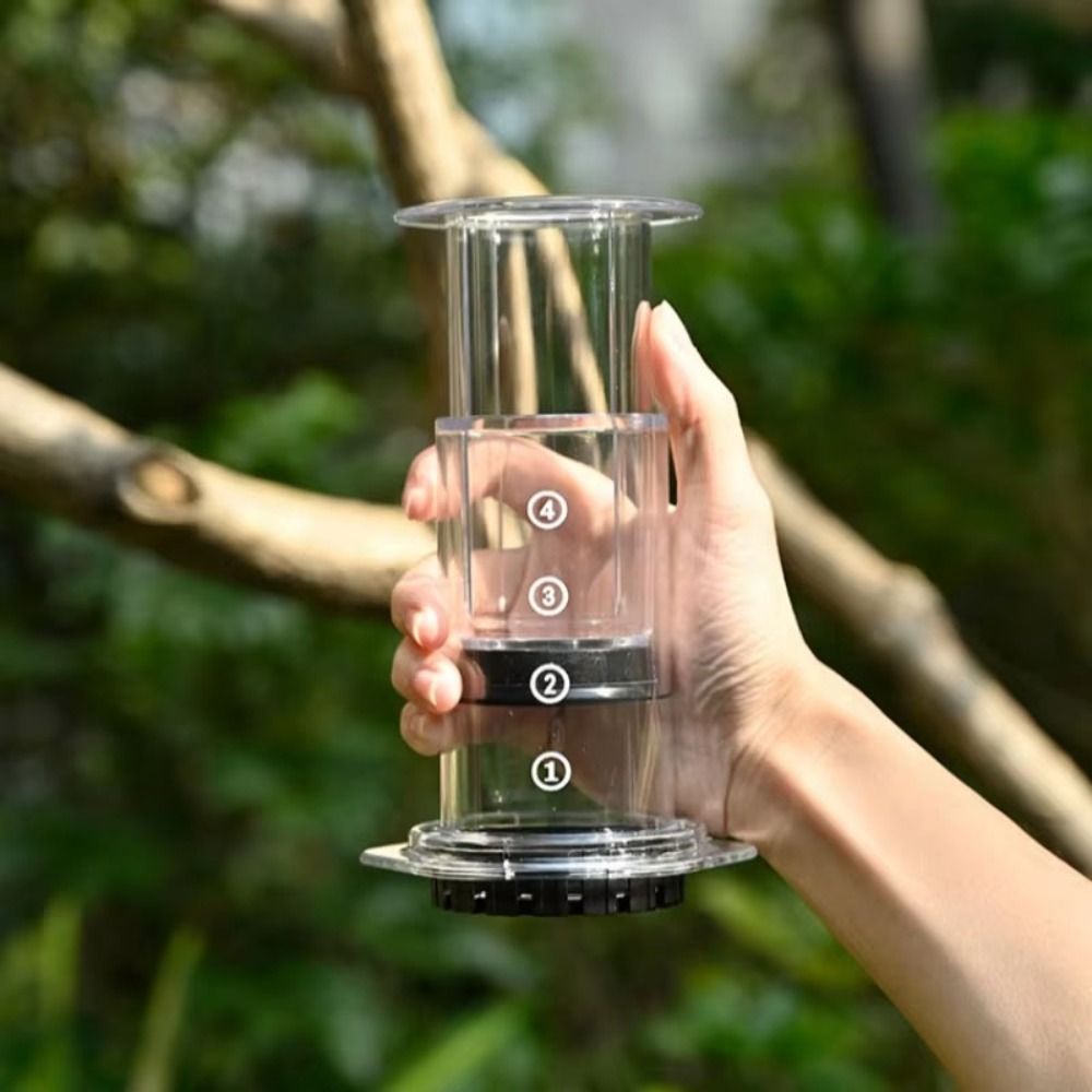 Coffee Equipment For Camping - กาต้มกาแฟแบบพกพาสไตล์ฝรั่งเศส กันลื่น หม้อกาแฟแบบกด โปร่งใส น้ำหนักเบา เครื่องชงกาแฟแบบเทมือ