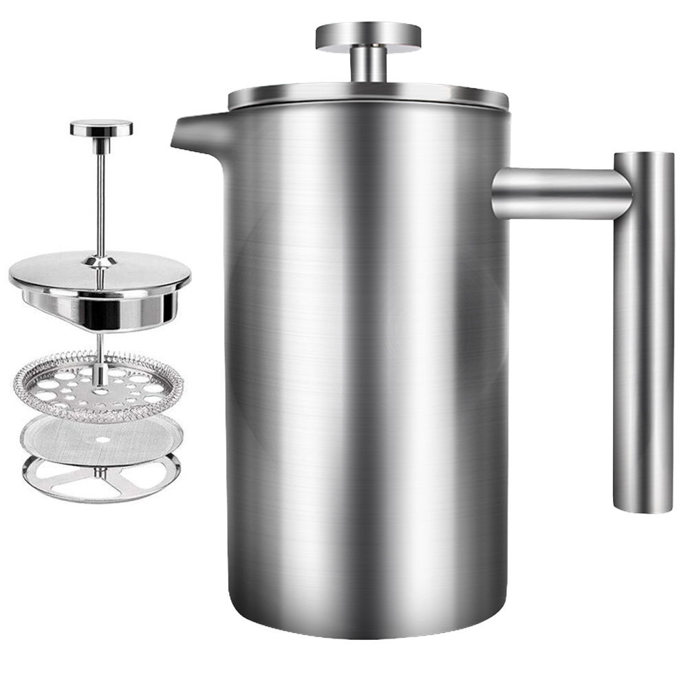 Coffee Equipment For Camping - เครื่องชงกาแฟแบบกดฝรั่งเศสความจุขนาดใหญ่หม้อถ้วยชงชากาแฟเอสเพรสโซเครื่องชงกาแฟสแตนเลสผนังสองชั้น