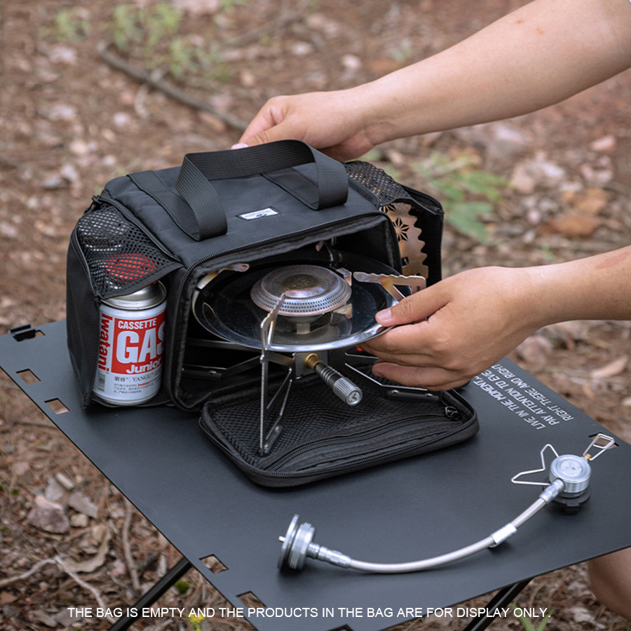 Coffee Equipment For Camping - กระเป๋าใส่ถังแก๊สเตาแก๊สขนาดเล็ก BKXD-5F-B กระเป๋าเก็บอุปกรณ์ชงกาแฟสำหรับแคมป์ปิ้ง กระเป๋าอเนกประสงค์แบบขยายได้