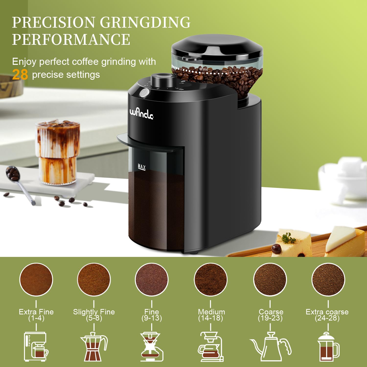 Wancle อัตโนมัติ Burr Mill เคร - Coffee Grinder Burr Flat บทวิจารณ์และราคา